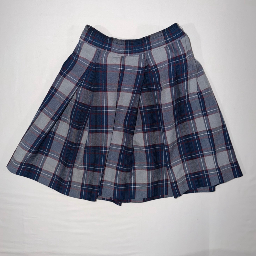 Vintage Royal Park Uniforms Plaid Pleated Skirt Blue USA Made Size 5 Academia